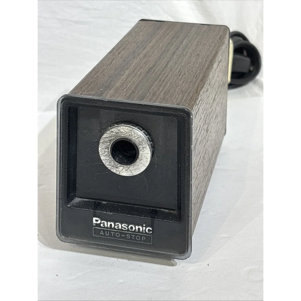 VINTAGE PANASONIC KP-77N AUTO STOP WOODGRAIN ELECTRIC PENCIL SHARPENER Tested